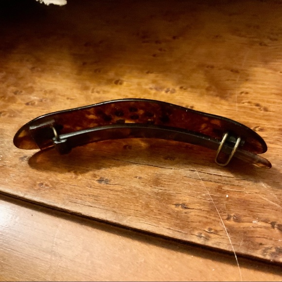 Rare 1930 Art Deco Hair Barrette Celluloid Tortoise Shell w Serious Rhinestones main image 4